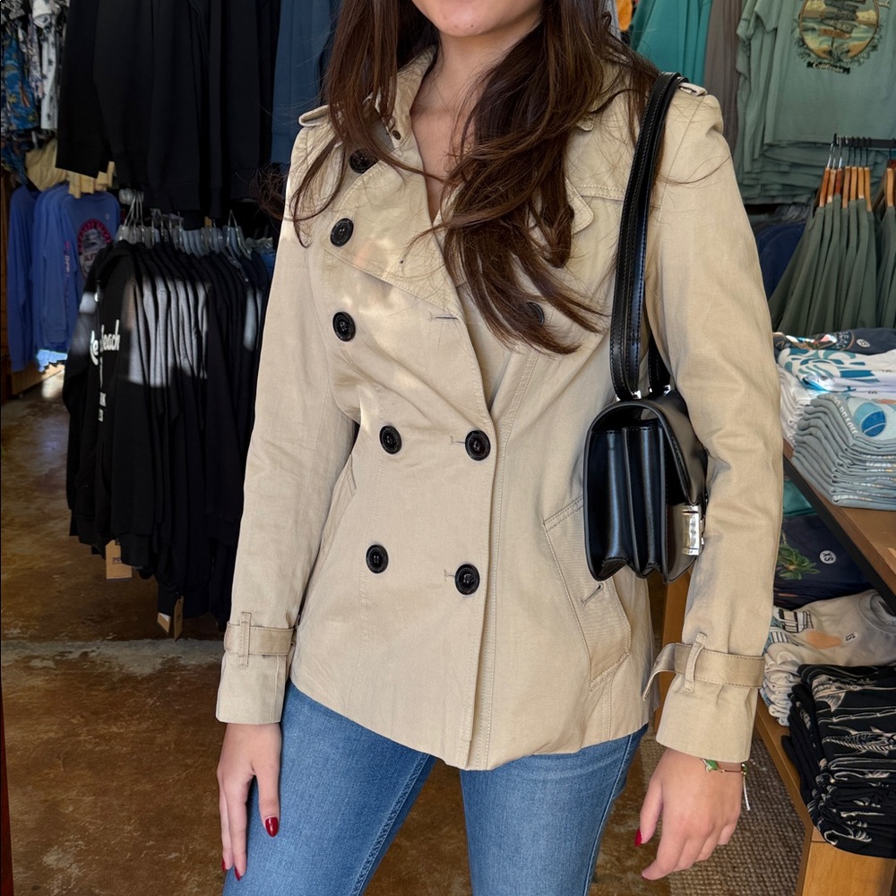 Burberry Tan Double-Breasted Trench Coat